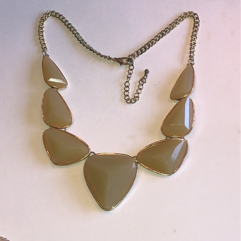 Statement Triangle Pendant Necklace in Taupe